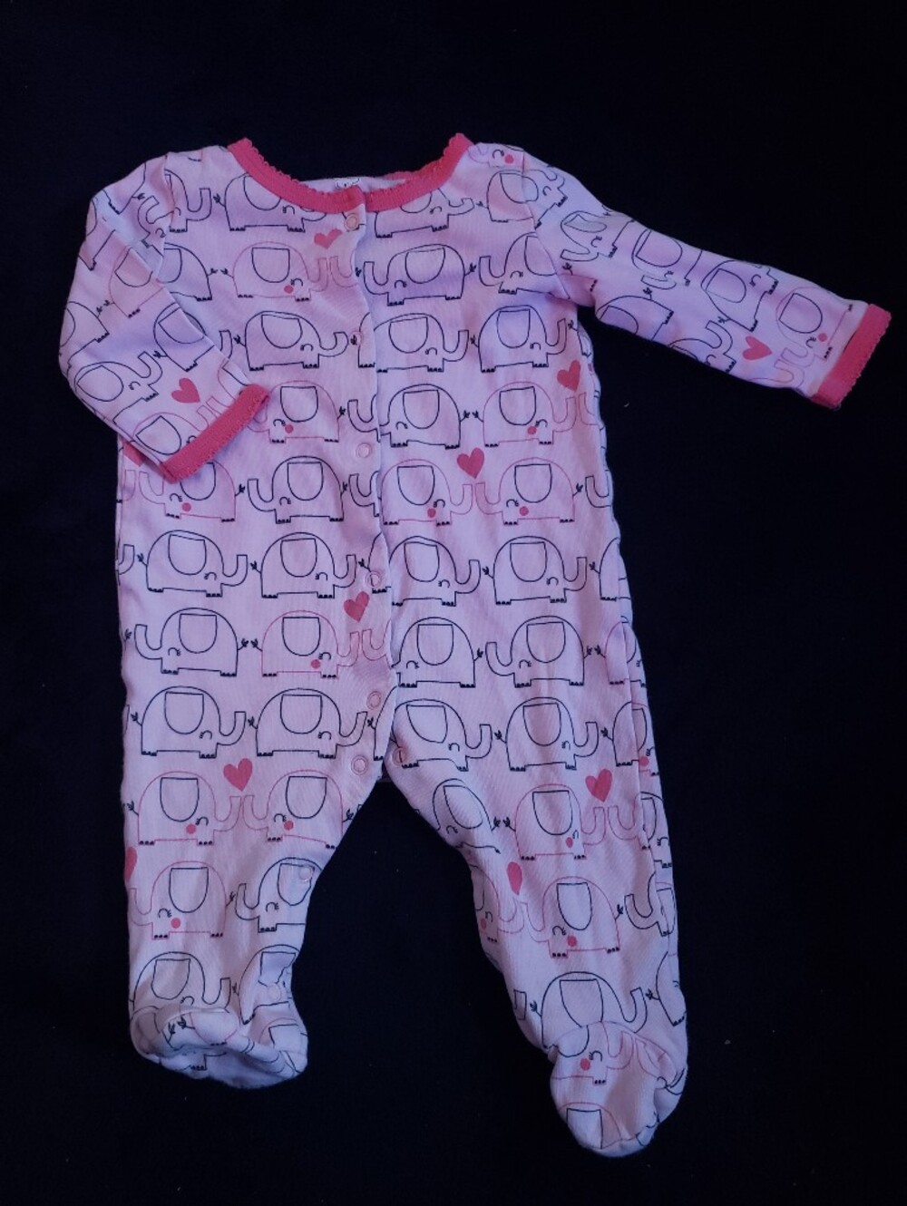 3-Pack Pink Baby Footed Sleepers - Cute Animal Prints 0-3m - Picture 3 of 7